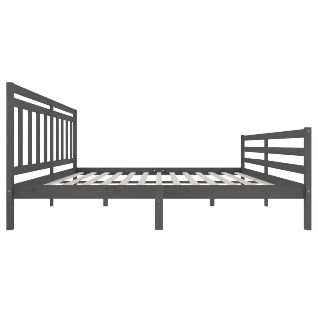 Cadre de lit sans matelas gris bois massif 200x200 cm