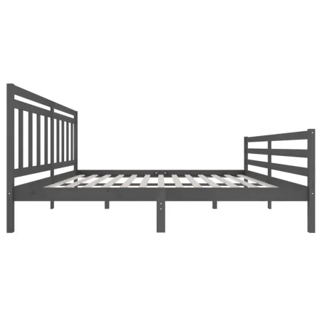 Cadre de lit sans matelas gris bois massif 200x200 cm