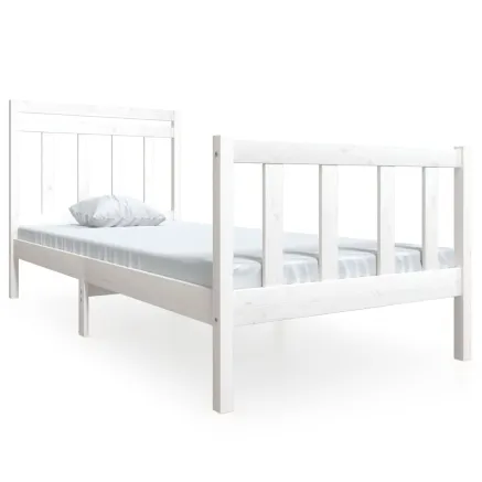 Cadre de lit sans matelas blanc bois massif 2