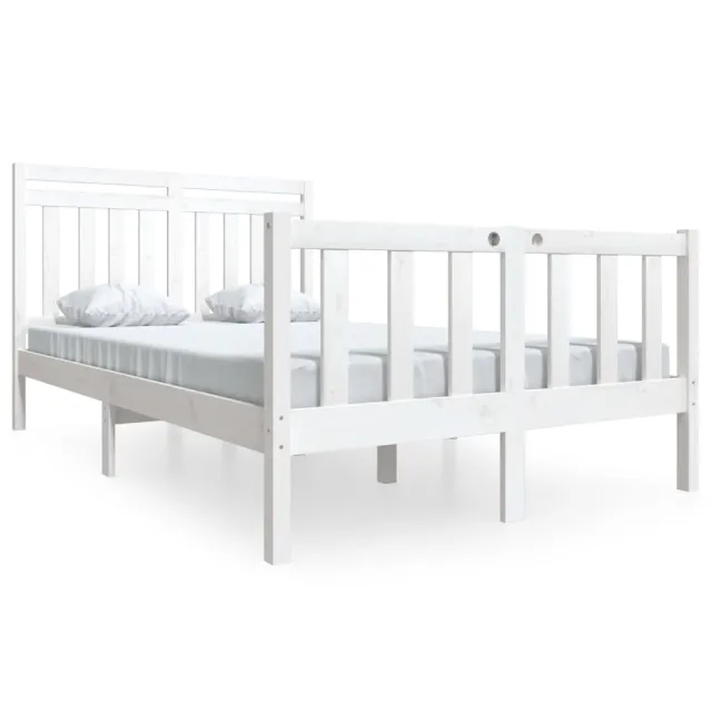 Cadre de lit sans matelas blanc bois massif