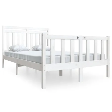 Cadre de lit sans matelas blanc bois massif