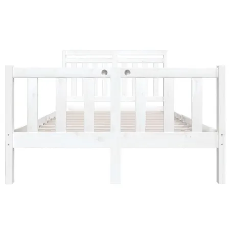 Cadre de lit sans matelas blanc bois massif