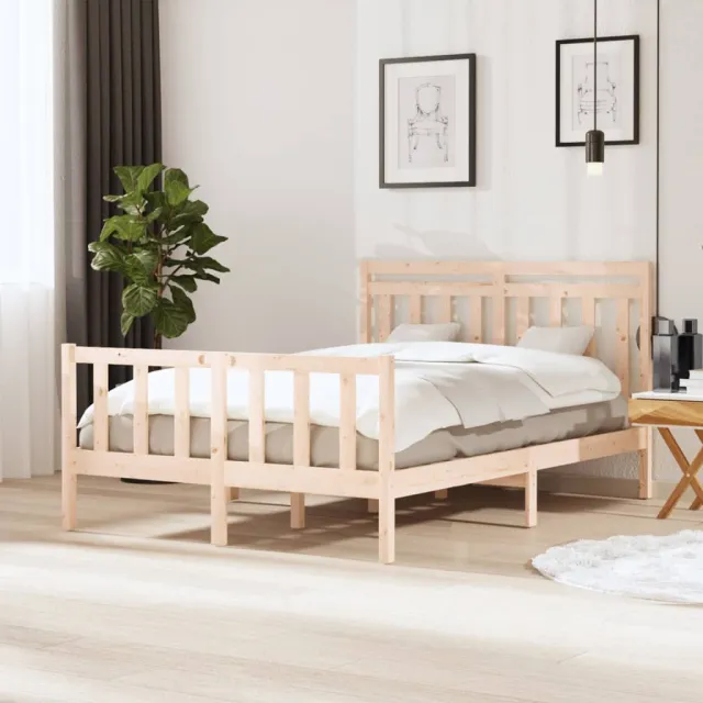 Cadre de lit sans matelas bois massif 140x190 cm