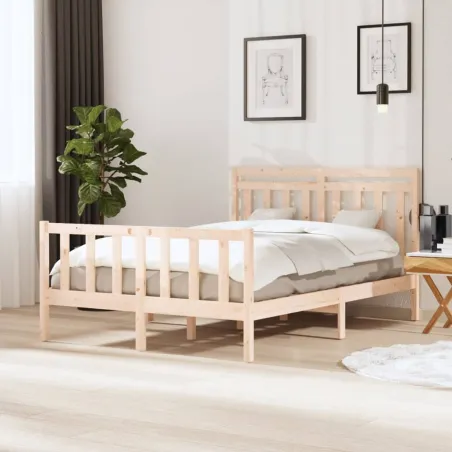 Cadre de lit sans matelas bois massif 140x190 cm