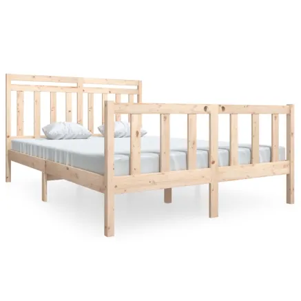 Cadre de lit sans matelas bois massif 140x190 cm 2