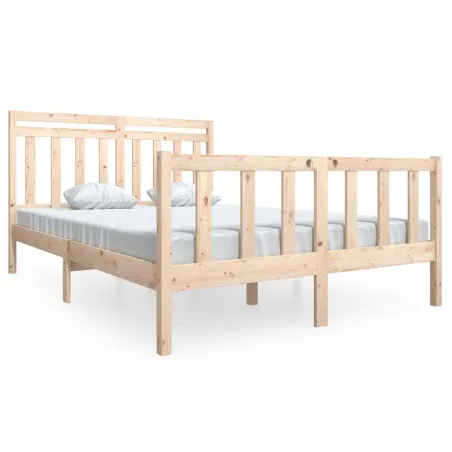 Cadre de lit sans matelas bois massif 140x190 cm