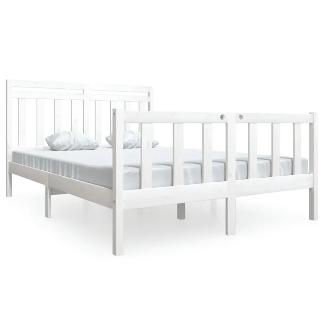 Cadre de lit sans matelas blanc bois massif 140x190 cm