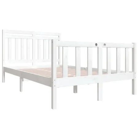 Cadre de lit sans matelas blanc bois massif 140x190 cm