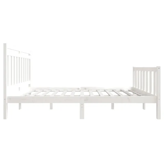 Cadre de lit sans matelas blanc bois massif 140x190 cm