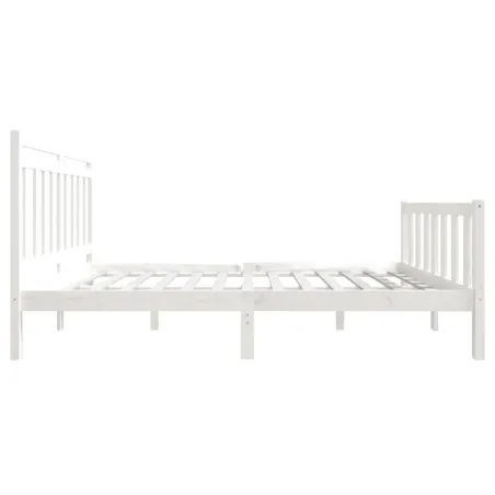 Cadre de lit sans matelas blanc bois massif 140x190 cm