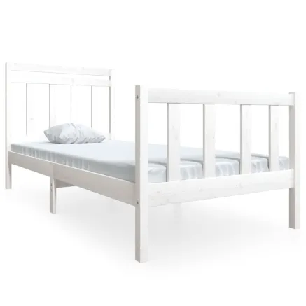 Cadre de lit sans matelas blanc bois massif 90x200 cm 2