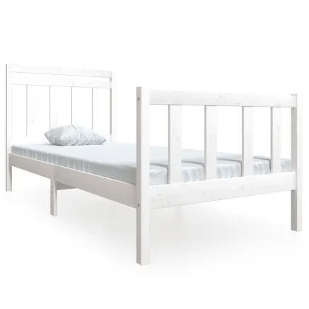 Cadre de lit sans matelas blanc bois massif 100x200 cm 2