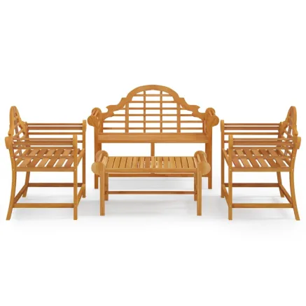 Salon de jardin 4 pcs Bois de teck solide 2