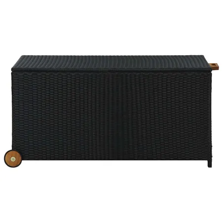 Boîte de rangement de jardin noir 120x65x61 cm résine tressée