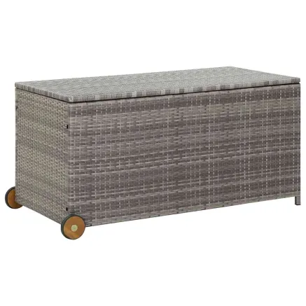 Boîte de rangement de jardin gris clair 120x65x61 cm rotin 2
