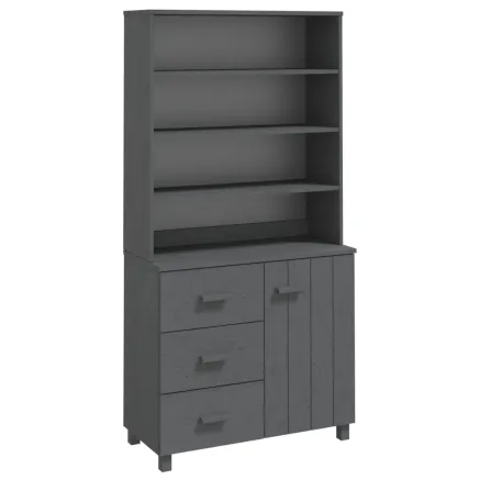 Buffet HAMAR Bois massif de pin Gris foncé 2