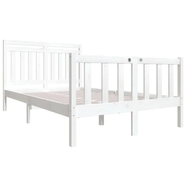 Cadre de lit sans matelas blanc bois massif 140x200 cm