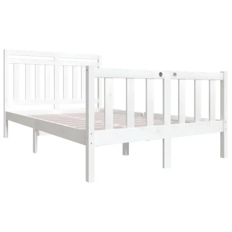 Cadre de lit sans matelas blanc bois massif 140x200 cm