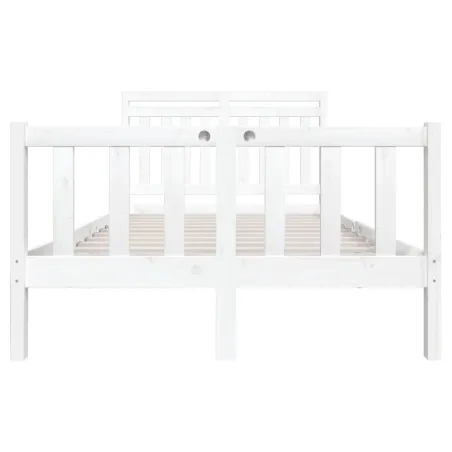Cadre de lit sans matelas blanc bois massif 140x200 cm