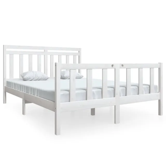 Cadre de lit sans matelas blanc bois de pin massif