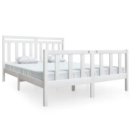 Cadre de lit sans matelas blanc bois de pin massif