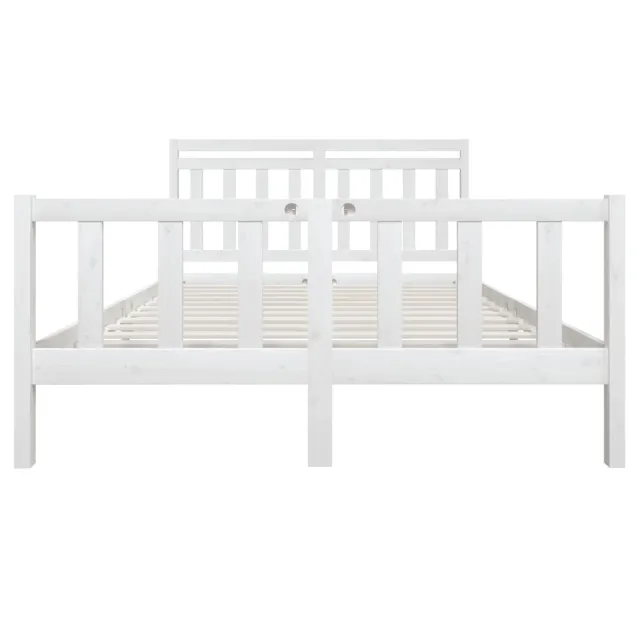 Cadre de lit sans matelas blanc bois de pin massif