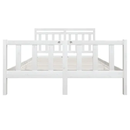 Cadre de lit sans matelas blanc bois de pin massif