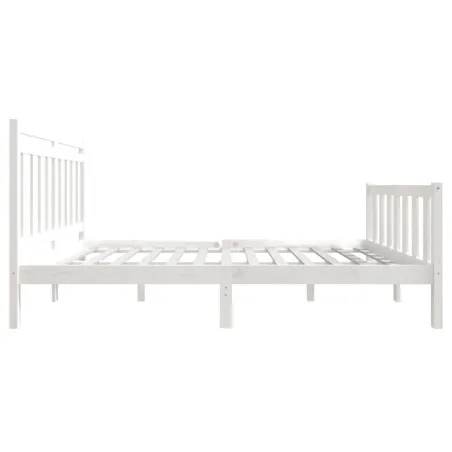 Cadre de lit sans matelas blanc bois de pin massif