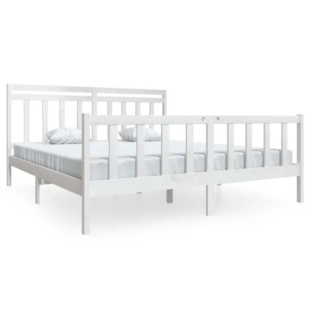 Cadre de lit sans matelas blanc bois massif