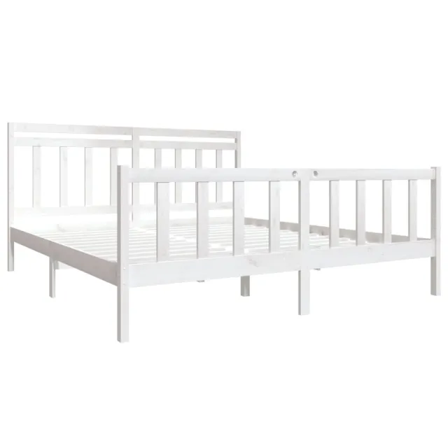 Cadre de lit sans matelas blanc bois massif