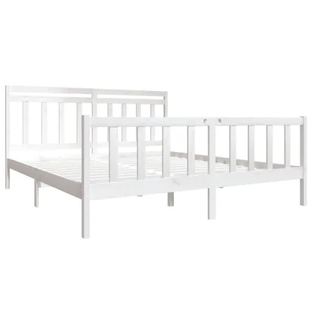 Cadre de lit sans matelas blanc bois massif