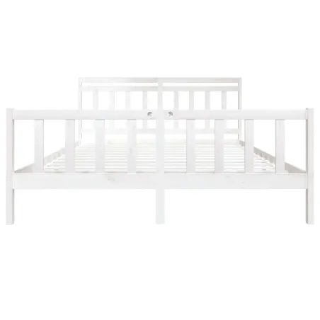 Cadre de lit sans matelas blanc bois massif