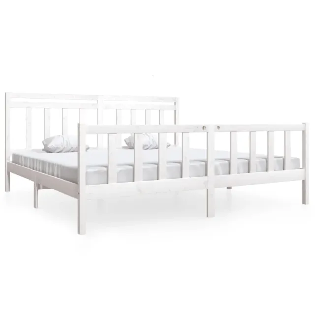 Cadre de lit sans matelas blanc bois massif 200x200 cm