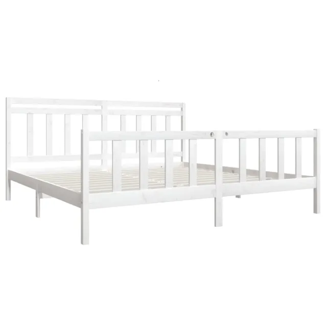 Cadre de lit sans matelas blanc bois massif 200x200 cm