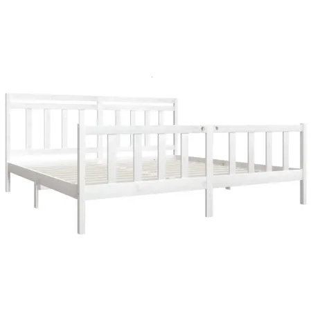 Cadre de lit sans matelas blanc bois massif 200x200 cm