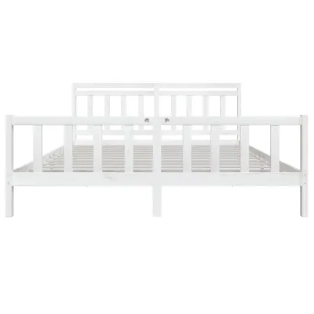 Cadre de lit sans matelas blanc bois massif 200x200 cm