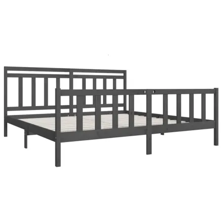 Cadre de lit sans matelas gris bois massif 200x200 cm