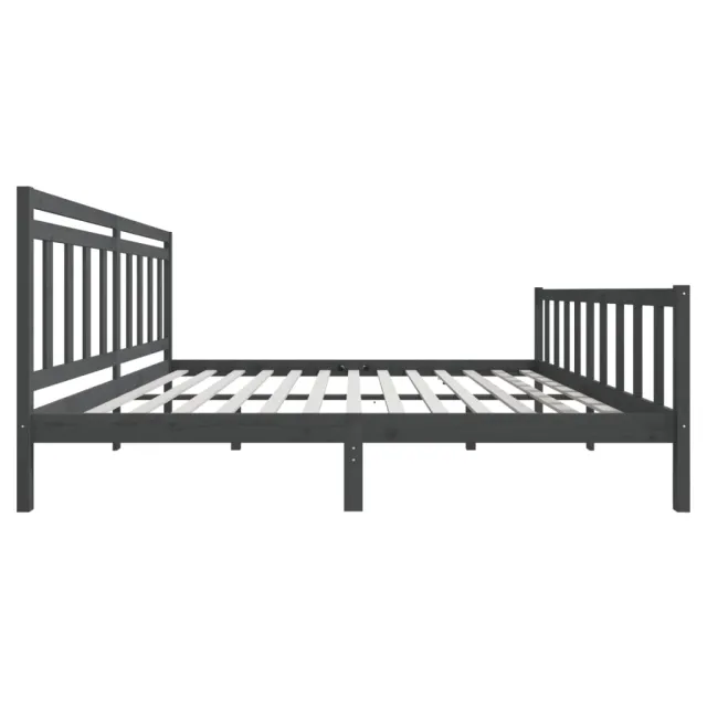 Cadre de lit sans matelas gris bois massif 200x200 cm