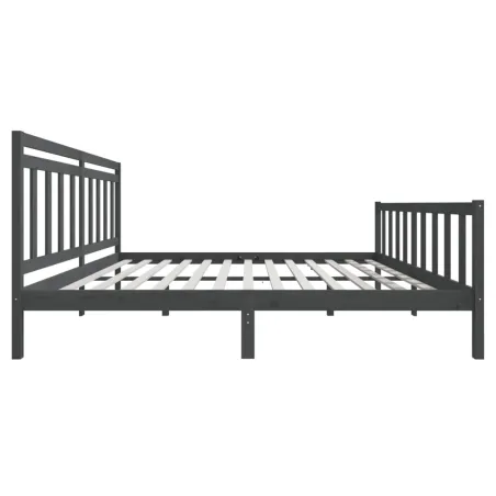 Cadre de lit sans matelas gris bois massif 200x200 cm
