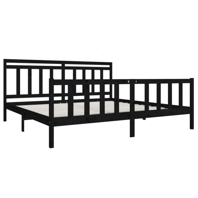 Cadre de lit sans matelas noir bois massif 200x200 cm