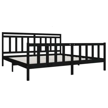 Cadre de lit sans matelas noir bois massif 200x200 cm