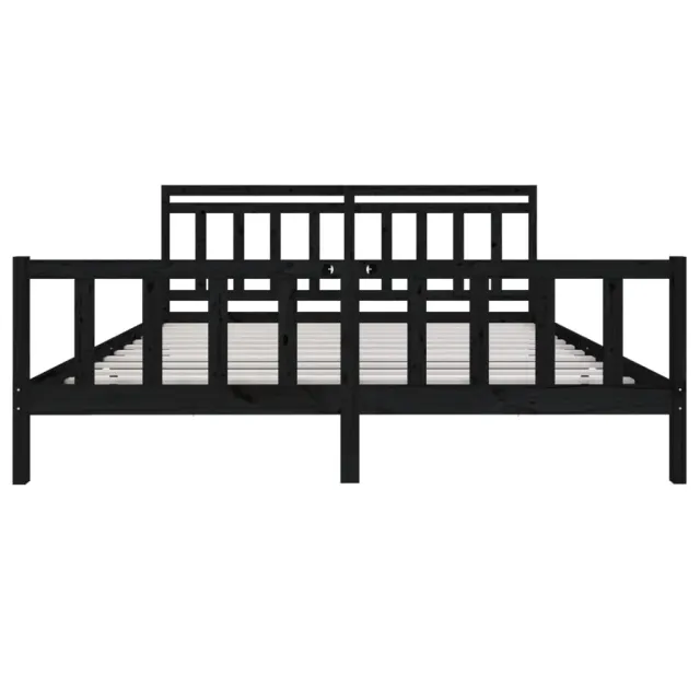 Cadre de lit sans matelas noir bois massif 200x200 cm