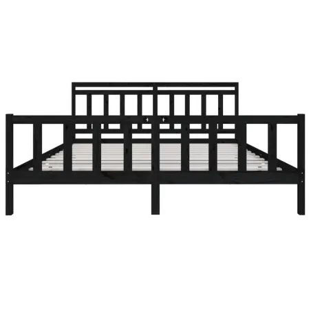 Cadre de lit sans matelas noir bois massif 200x200 cm
