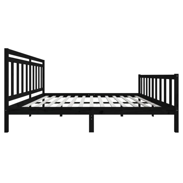 Cadre de lit sans matelas noir bois massif 200x200 cm