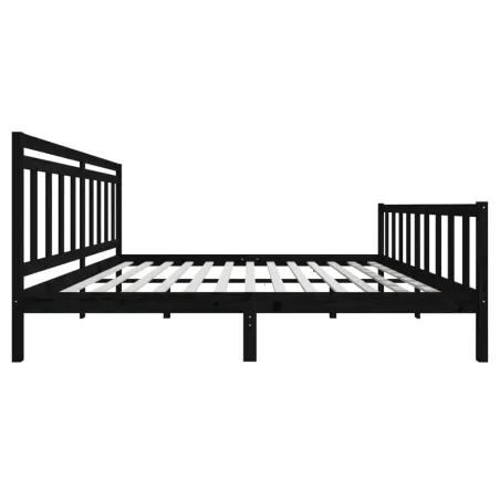 Cadre de lit sans matelas noir bois massif 200x200 cm