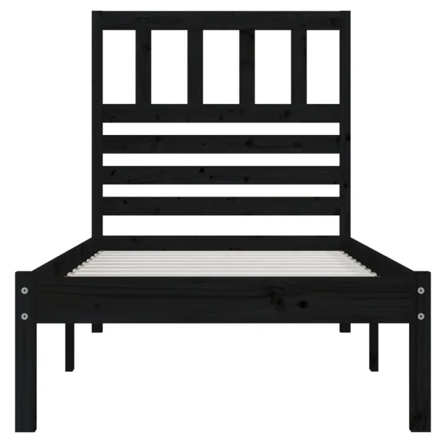 Cadre de lit sans matelas noir 75x190 cm bois de pin massif