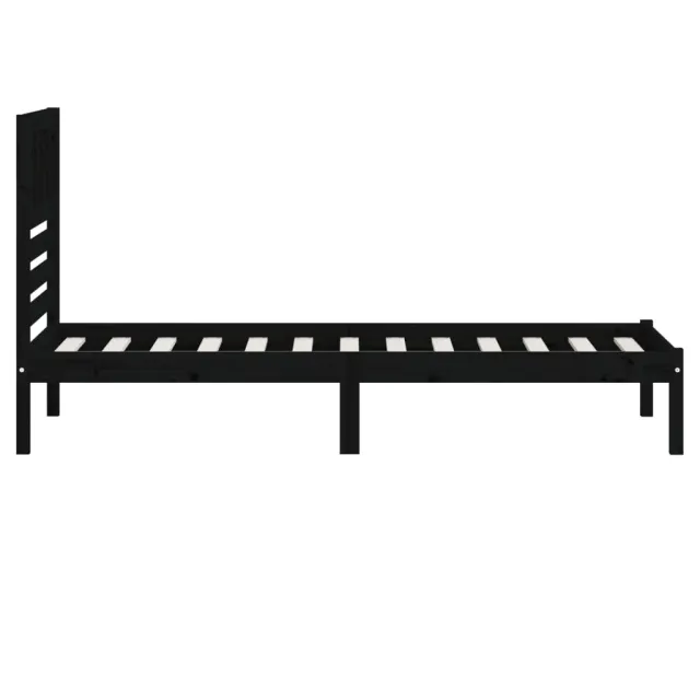 Cadre de lit sans matelas noir 75x190 cm bois de pin massif