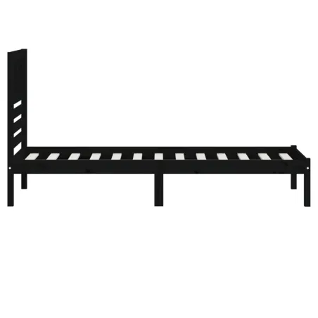 Cadre de lit sans matelas noir 75x190 cm bois de pin massif
