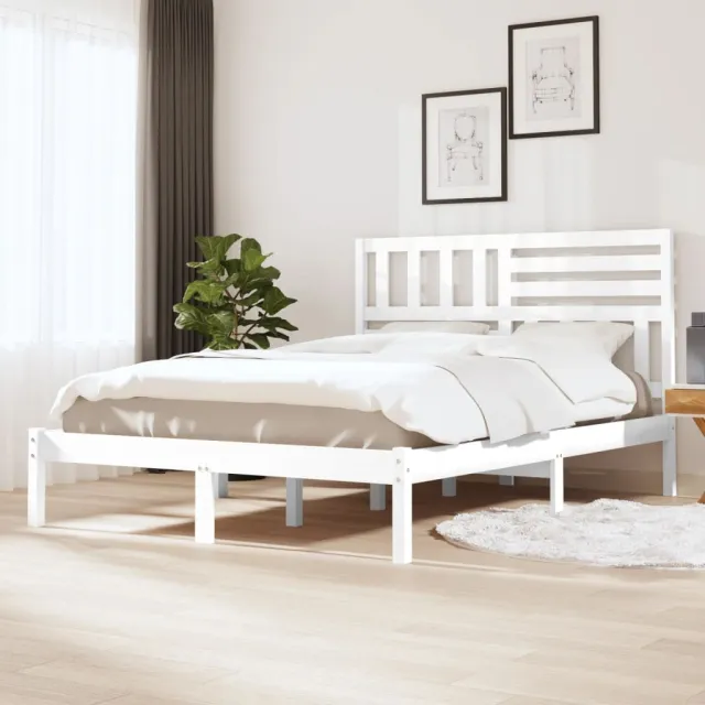 Cadre de lit sans matelas blanc 120x190 cm bois de pin massif
