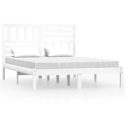 Cadre de lit sans matelas blanc bois de pin massif 140x190 cm 2